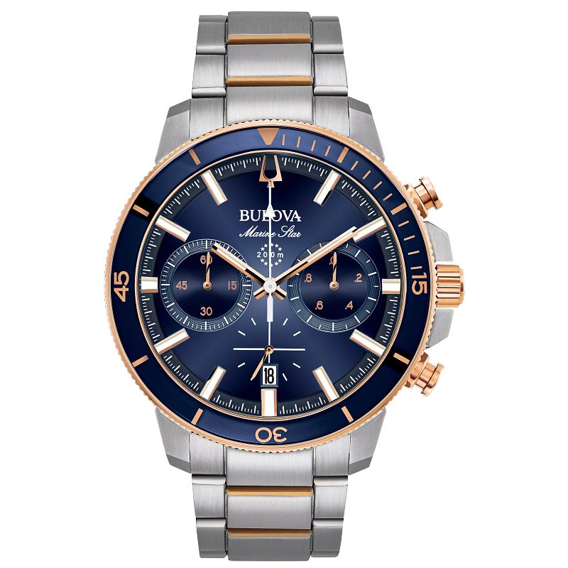 Bulova Marine Star Men's Rose Gold Blue Dial Watch | Bulova
